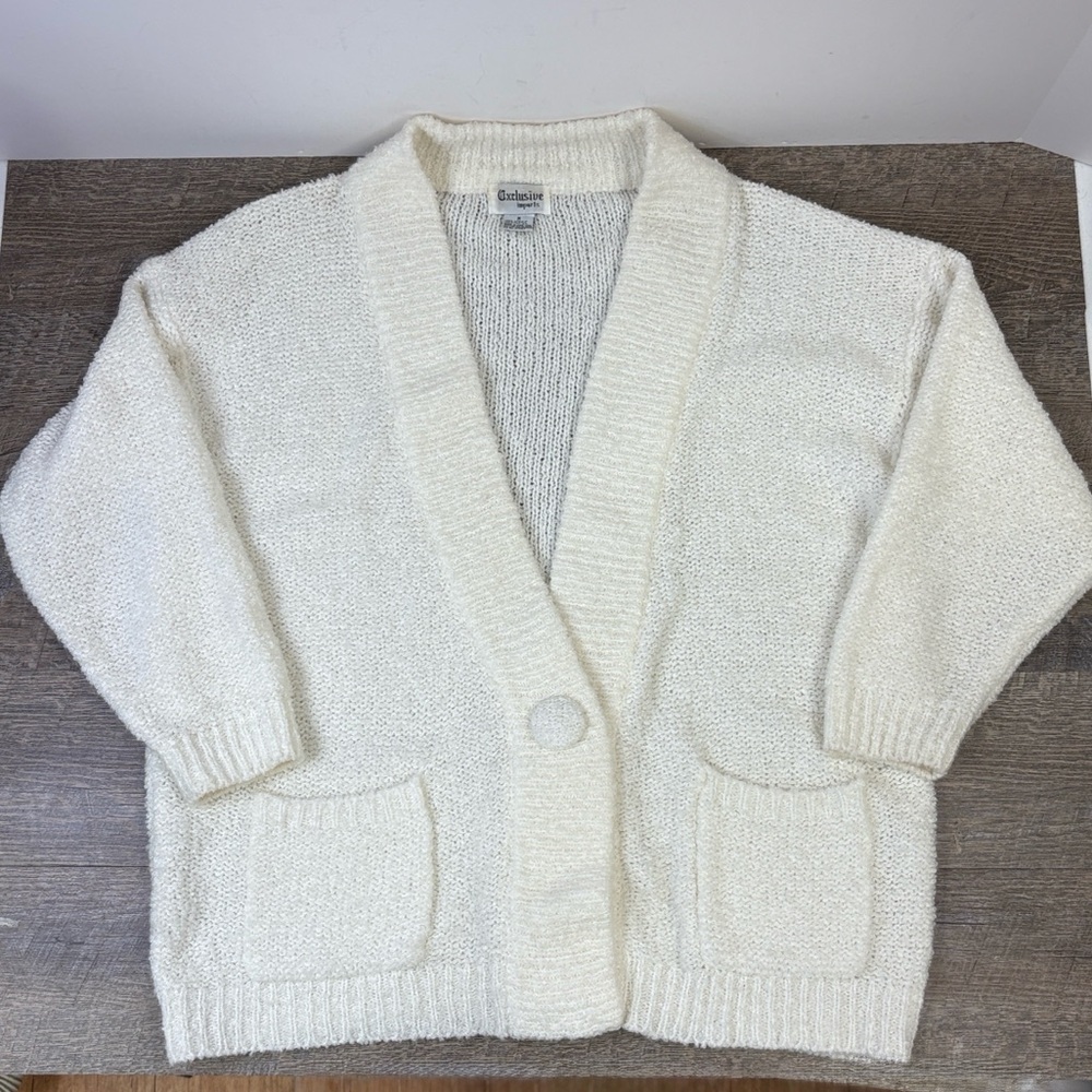 Vintage Exclusive Imports Cream Oversized Chunky Knit Cardigan – Size M